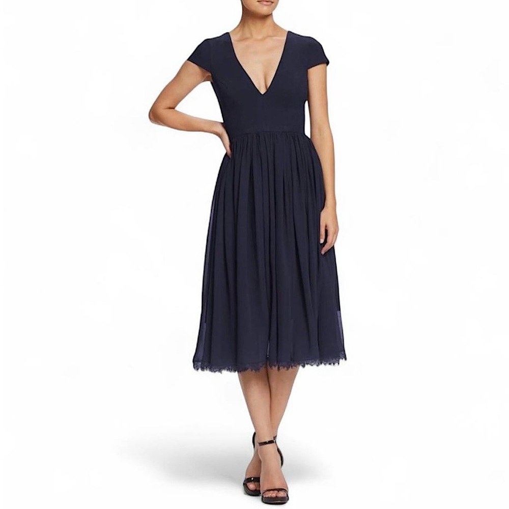 Dress The Population Corey Chiffon Fit & Flare Cocktail Dress, Black, Medium